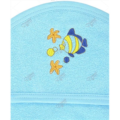 Полотенце с капюшоном "Рыбка" бирюзовый