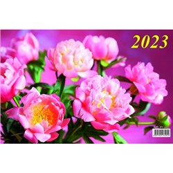 Календарь квартальный 3-х блочный большой 2023г Пионы розовые