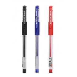 Ручка гелевая синяя 0,5мм Q7, пулевидный узел, резиновая манжета, прозрачный корпус, металлический н