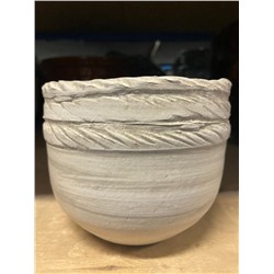 Кашпо керамическое Kübel Rope soft grey светло-серый d12см h10cm