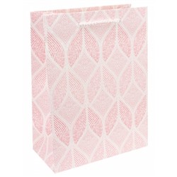 Пакет подарочный с матовой ламинацией и глиттером Узор косичка, розовый 26х32х12см (L)