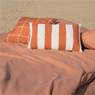 Подушка декоративная с фотопечатью 50х30 см, ткань смесовая, 'Страйп терракот'