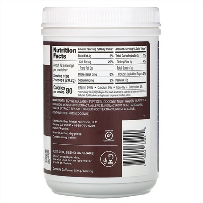 Primal Kitchen, Collagen Keto Latte, Chai Tea, 8.55 oz (242.4 g)