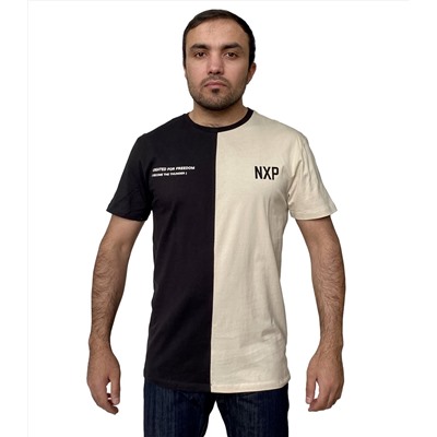 Двухцветная мужская футболка NXP – твой стиль не имеет границ – сочетай несочетаемое №264