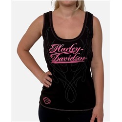 Дизайнерская женская майка Harley-Davidson – имитация шнурованного корсета по всей спинке №1077