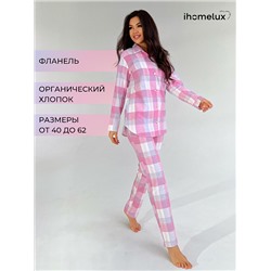 Пижама(рубашка+брюки) фланель_О550/розовый