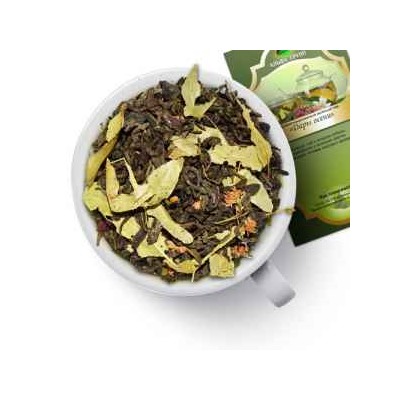 Чай зеленый "Дары осени" Зеленый чай с ягодами облепихи, шиповника и липовым цветом с нежным медовым ароматом. 982