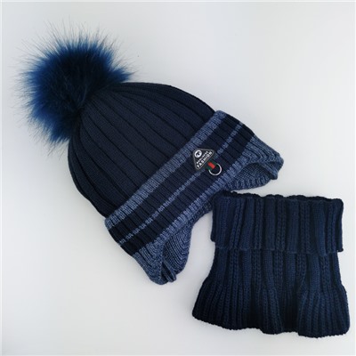 зм1229-58 Комплект вязаный шапка/снуд Fashion темно-синий