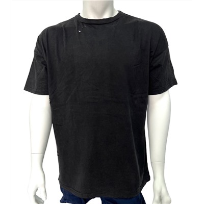 Черная мужская футболка с оригинальной перфорацией  №507