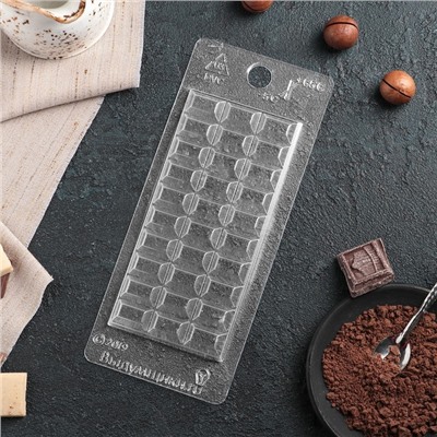 Форма для шоколада и конфет пластиковая «Шоколад тёмный», 7×15×1 см, цвет прозрачный