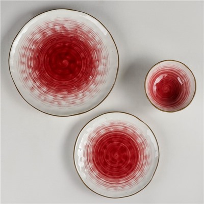Набор посуды керамический Доляна «Космос», 16 предметов: 4 тарелки d=21 см, 4 тарелки d=27,5 см, 4 миски d=13 см, 4 кружки 400 мл, цвет красный
