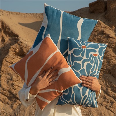 Подушка декоративная с фотопечатью 50х30 см, ткань смесовая, 'Флоранс синий'