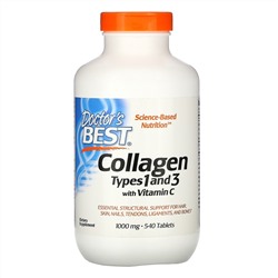 Doctor's Best, Collagen Types 1 and 3 with Vitamin C, 1,000 mg, 540 Tablets