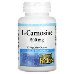Natural Factors, L-карнозин, 500 мг, 60 вегетарианских капсул