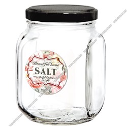 Банка "Salt/Соль" 0,65л цвет.деколь, с метал.черн.