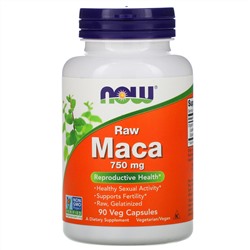Now Foods, Мака, необработанная, 750 мг, 90 растительных капсул