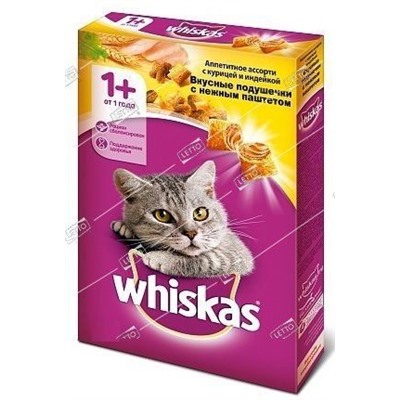 Whiskas корм для кошек подушечки с паштетом Курица, Индейка 0,8кг