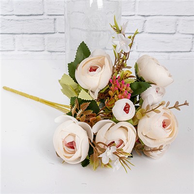 Ветка декоративная Камелия Фаина 30 см белые цветы