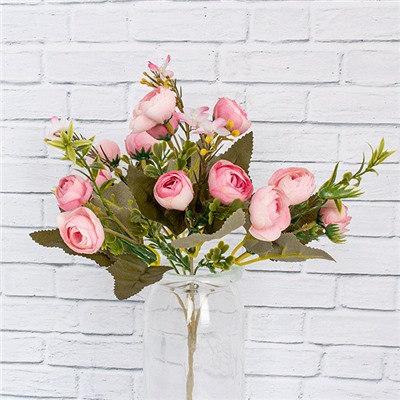 Веточка декоративная Камелия Мармеладка 30 см розовые цветы