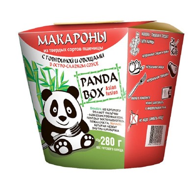 PANDABOX МАКАРОНЫ  с говядиной и овощами в остро-сладком соусе Б/П 58г