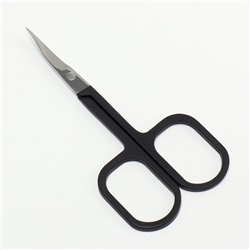 Ножницы маникюрные, с прорезиненными ручками, загнутые, 9 см, цвет серебристый/чёрный