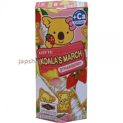 Lotte Koala`s March Печенье с шоколадом и вкусом клубники, 37 гр(8852008300130)