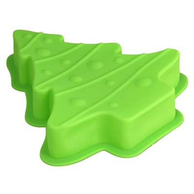 Форма силиконовая для выпечки Доляна «Ёлочка с гирляндой», 27×25 см, цвет зелёный