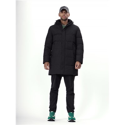 Куртка удлинённая мужская зимняя черного цвета 99777Ch