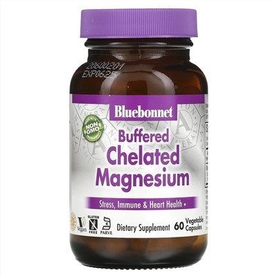 Bluebonnet Nutrition, буферизованный хелатный магний, 60 растительных капсул