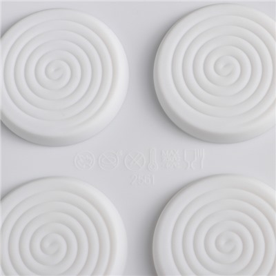 Форма силиконовая для муссовых десертов и выпечки Доляна «Гипноз», 30×17,5×0,5 см, 15 ячеек, d=4,5 см, цвет белый