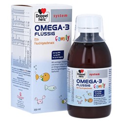 Doppelherz system Omega-3 Family flüssig mit Fruchtgeschmack, Доппельгерц ОМЕГА-3 сироп для всей семьи (детям от 4-х лет) 250 мл