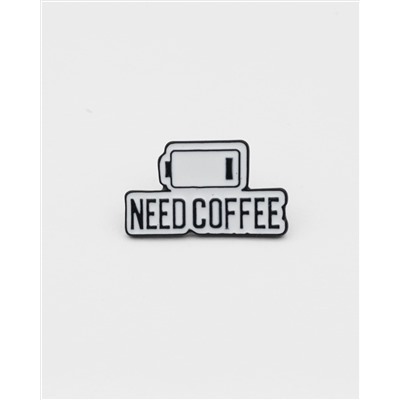 Металлический значок "Кофе Заряд" 3*1.5 см