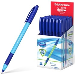 Ручка шариковая синяя 1,0мм U-109 Neon Stick&Grip Ultra Glide Technology, трёугольная, рифленый держ