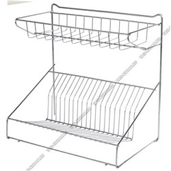 Сушка д/посуды 2-х яр на 19тар.(38,5х38,5 h24см) хромир,пласт.поддон, настольн./настен.