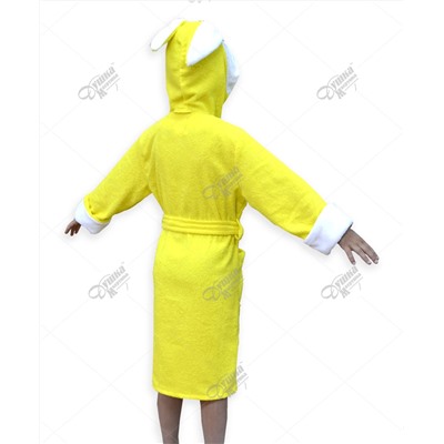 Детский махровый халат с капюшоном и печатью "Зайка" желтый