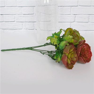 Ветка декоративная Каменная роза 28 см бордово - зеленая в ассортименте