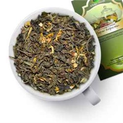 Чай зеленый "Заряд бодрости" Зеленый чай с имбирем, цедрой апельсина, украшенный лепестками подсонуха.  978