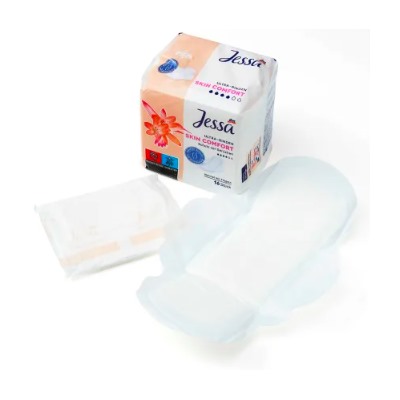 Jessa Ultra-Binden Skin Comfort, 16 St, Джесса Гигиенические прокладки Комфорт, нормал с крылышками , 16 шт