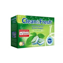 Таблетки для ПММ "Clean&Fresh" Allin1 (midi), 30 штук + 1 очиститель