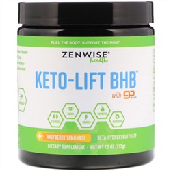 Zenwise Health, Keto-Lift BHB, бета-гидроксибутират, малиновый лимонад, 213 г (7,5 унции)