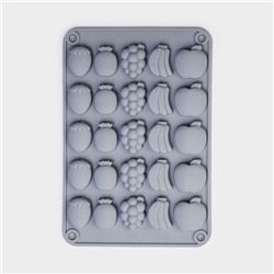 Форма силиконовая для льда и кондитерских украшений Доляна «Фрукты», 21,3×14,4×1,5 см, 25 ячеек (3×2см), цвет серый