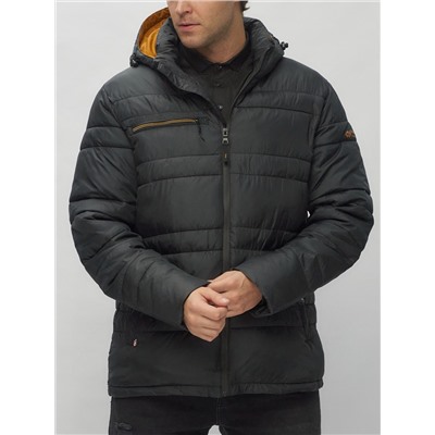 Куртка спортивная мужская с капюшоном черного цвета 62175Ch