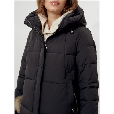 Пальто утепленное женское зимние черного цвета 112132Ch