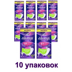 always Slipeinlage Flexistyle Slim Fresh BigPack 74 St, Прокладки Ежедневные тонкие Flexistyle с ароматом свежести 74 штуки, 10 упаковок (740 штук)