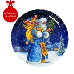 Блюдо стеклянное сервировочное Доляна «Дед Мороз», 19×2,1 см