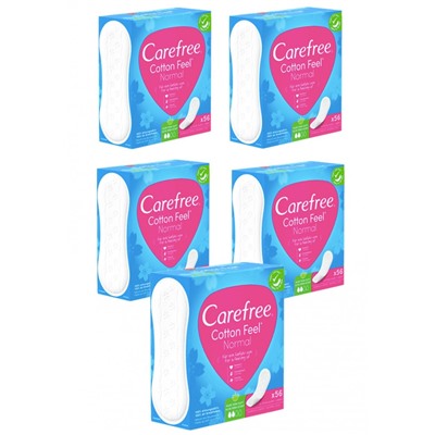 Carefree Slipeinlage Cotton Aloe Normal 56 St, Карефри Прокладки ежедневные Нормал с алоэ, 56шт, 5 упаковок (280 шт)