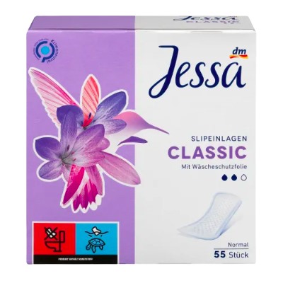 Jessa Slipeinlagen Classic 55 St, Джесса Прокладки ежедневные классические 55 шт, 3 упаковки (165 штук)
