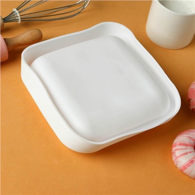 Форма силиконовая для выпечки и муссовых десертов KONFINETTA «Квадро», 18,5×5 см, цвет белый