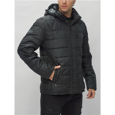 Куртка спортивная мужская с капюшоном черного цвета 62187Ch