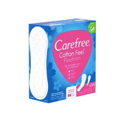 Carefree Slipeinlage Cotton Feel Flexiform ohne Duft 56 St, Карефри Ежедневные прокладки с хлопком Флексиформ 56шт, 1 упаковка (56 штук)